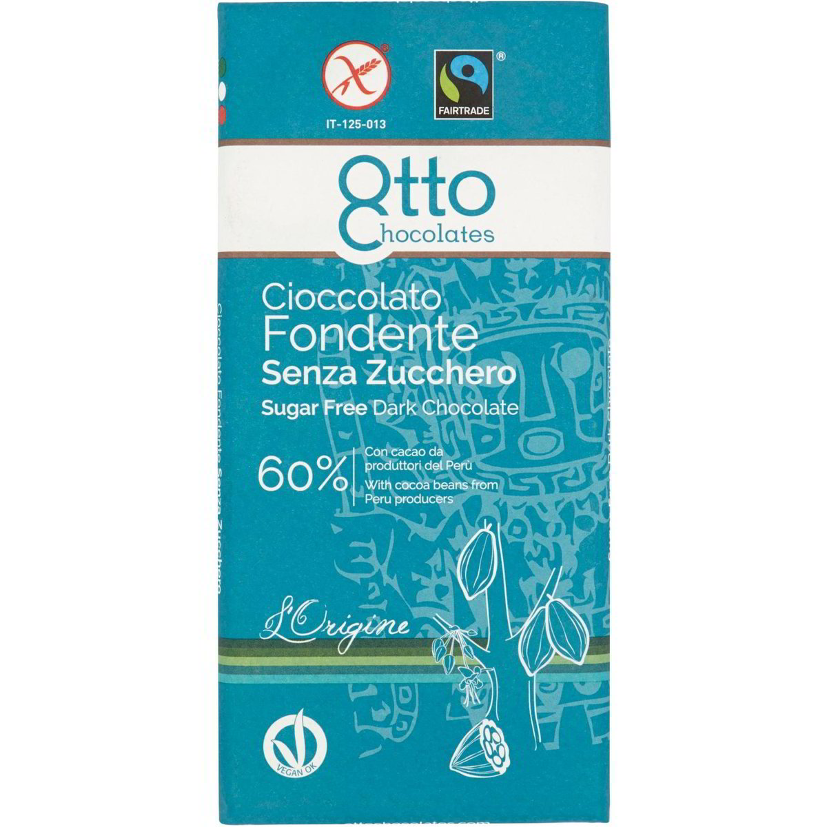 Tavoletta Cioccolato Fondente Senza Zucchero Otto Chocolates G