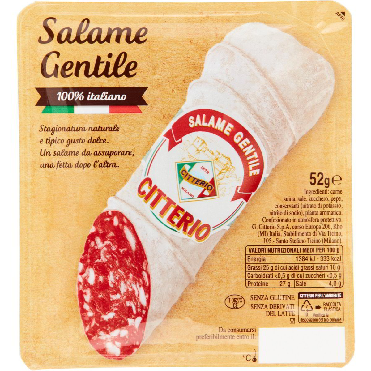 Salame Gentile 100 Italiano CITTERIO 52 G Coop Shop