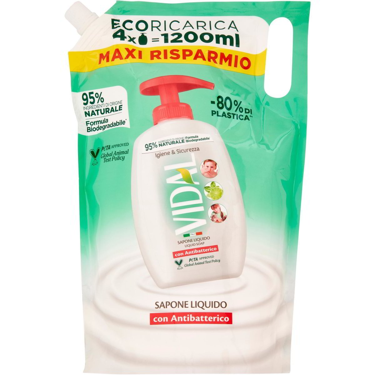 Sapone Liquido Con Antibatterico Ricarica VIDAL 1200 ML Coop Shop