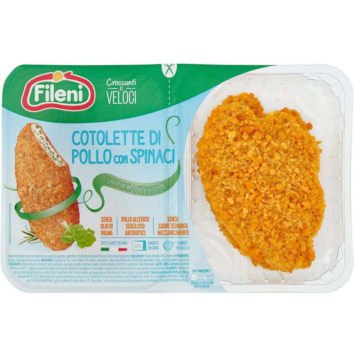 Pollo Cotolette Con Spinaci FILENI 440 G Coop Shop