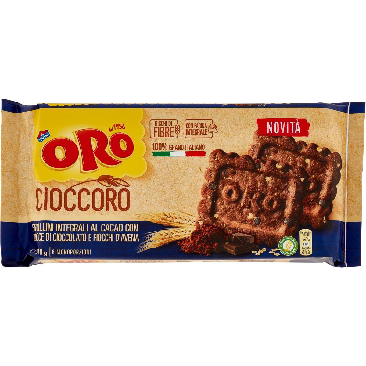 Biscotti Integrali Avena E Cioccolato Fondente ORO SAIWA 300 G Coop Shop