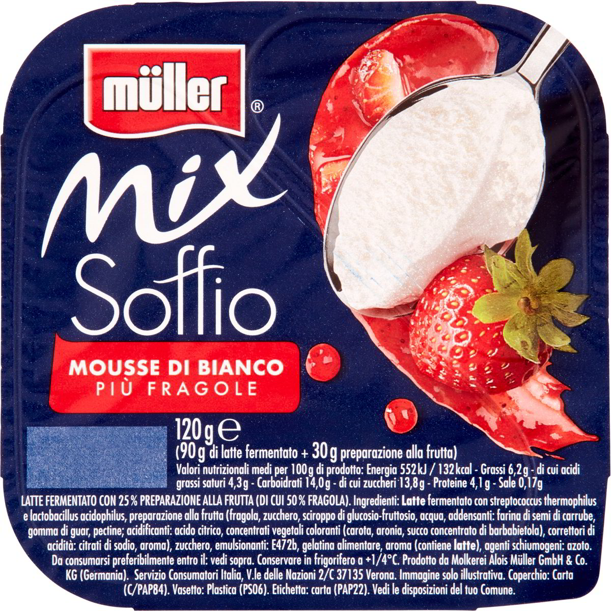 Yogurt Intero Soffio Mousse Di Bianco Con Fragole MULLER 120 G Coop Shop