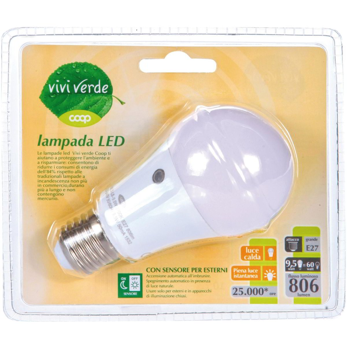 Lampada led goccia sensor e27 810lm a+ COOP - VIVI VERDE 1 PZ - Coop Shop