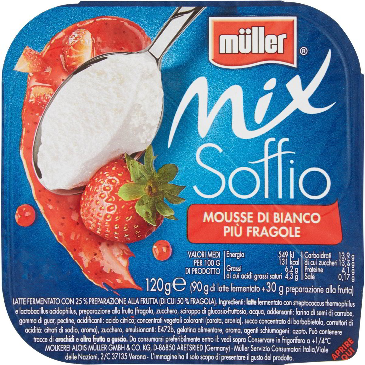 müller Mix Yogurt Bianco più Nocciole con Cioccolato e Caramello 150 g