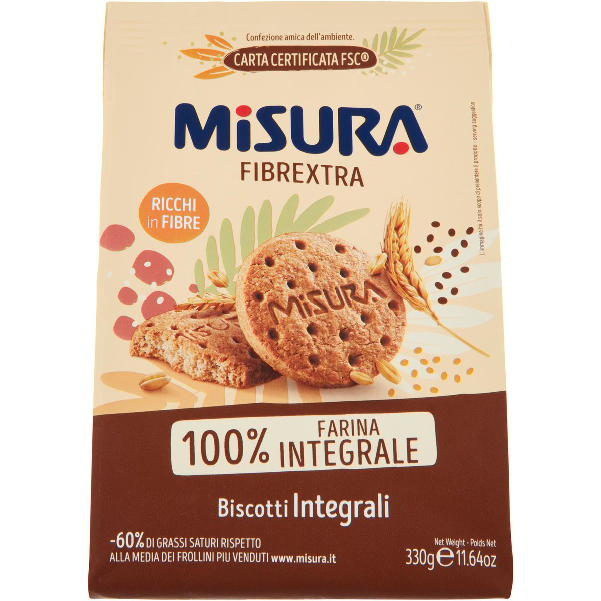 Biscotti Fibrextra Integrali Misura 330 G Coop Shop 