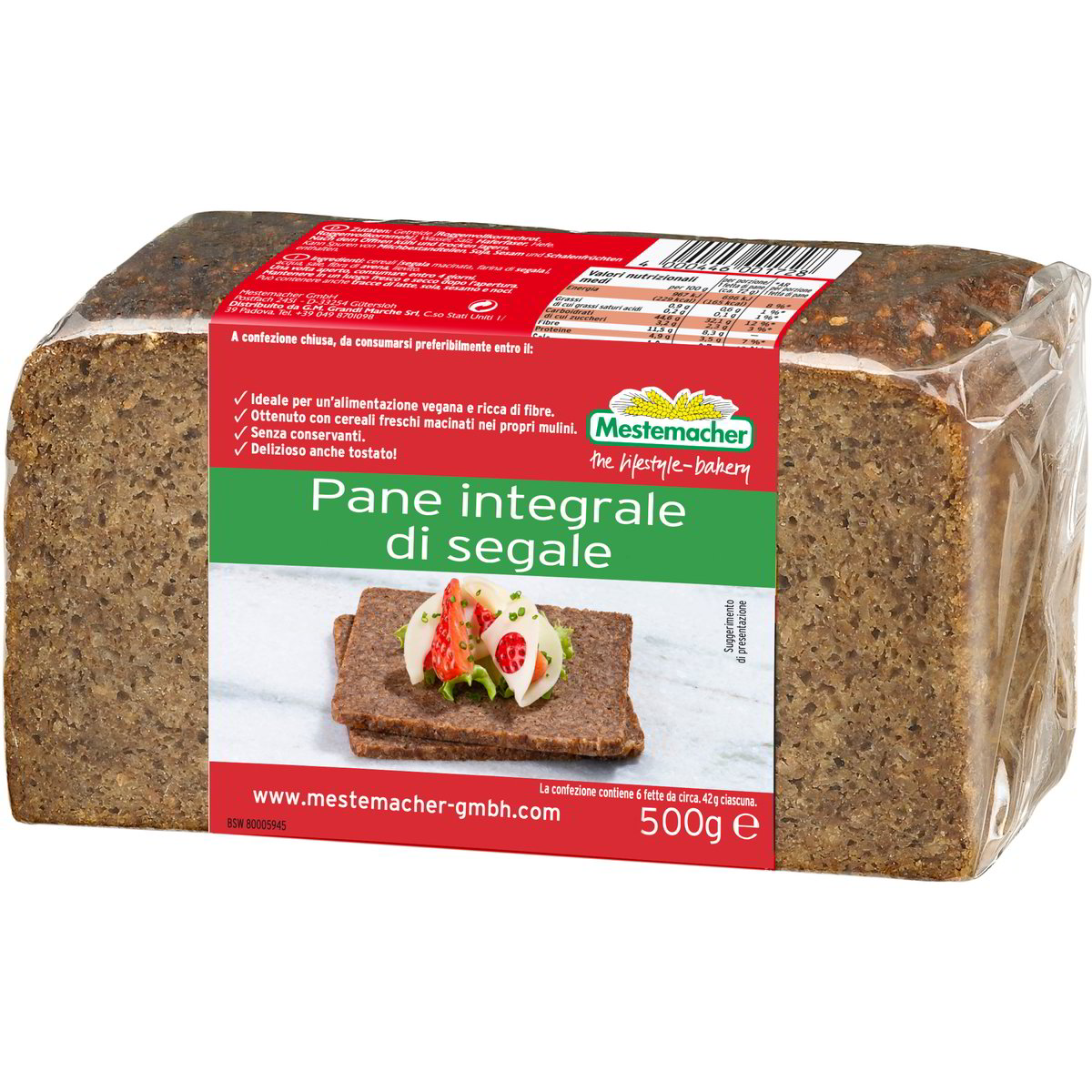 Pane Integrale di Segale in confezione da 500 gr. Hüber