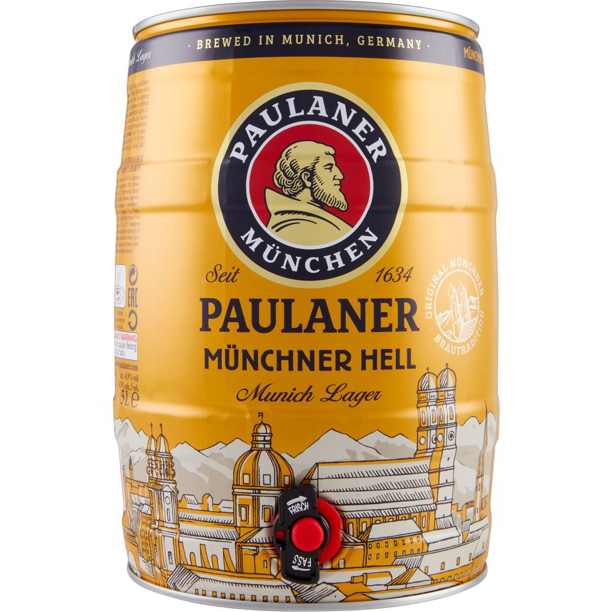 Paulaner lievito bianco birra natura nuvoloso 5,5% vol 5 litro barilotto di  partito