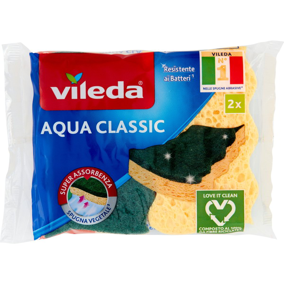 Spugne abrasive aqua classic x2 VILEDA 1 PZ - Coop Shop