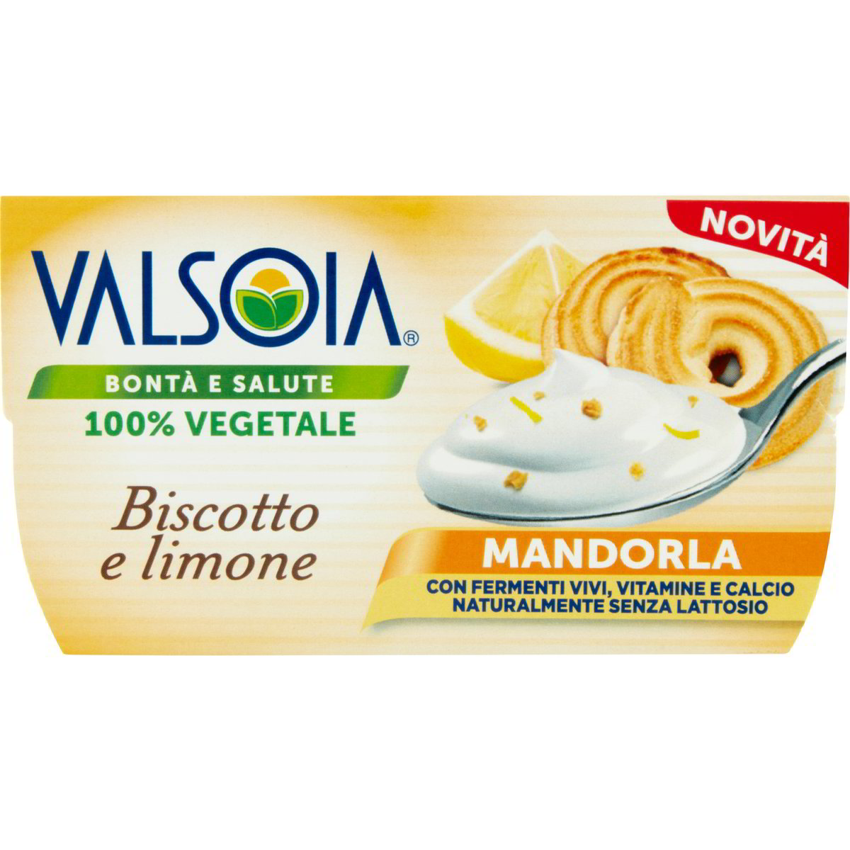 Yogurt vegetale di mandorla con biscotto e limone VALSOIA 2 X 115 G - Coop  Shop