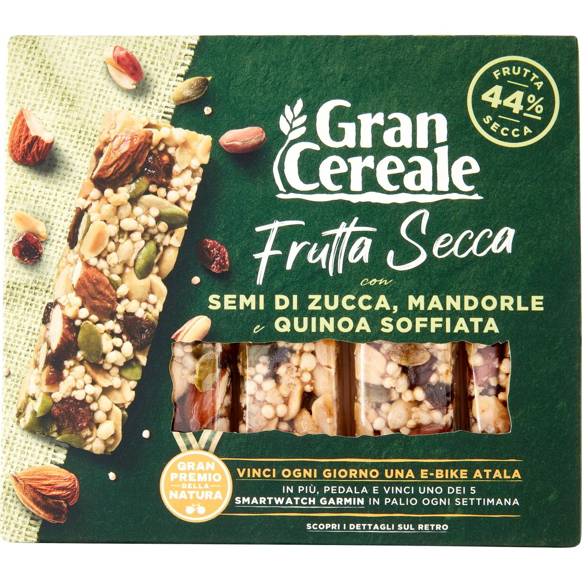 BARRETTE ENERGETICHE GRAN CEREALE GRANO MANDORLE E SEMI DI ZUCCA COLAZIONE  SNACK