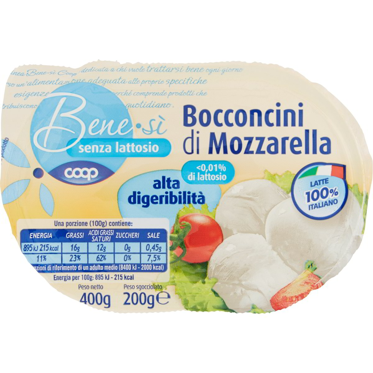 Mozzarella bocconcini alta digeribilità COOP - BENE SI' 200 G - Coop Shop