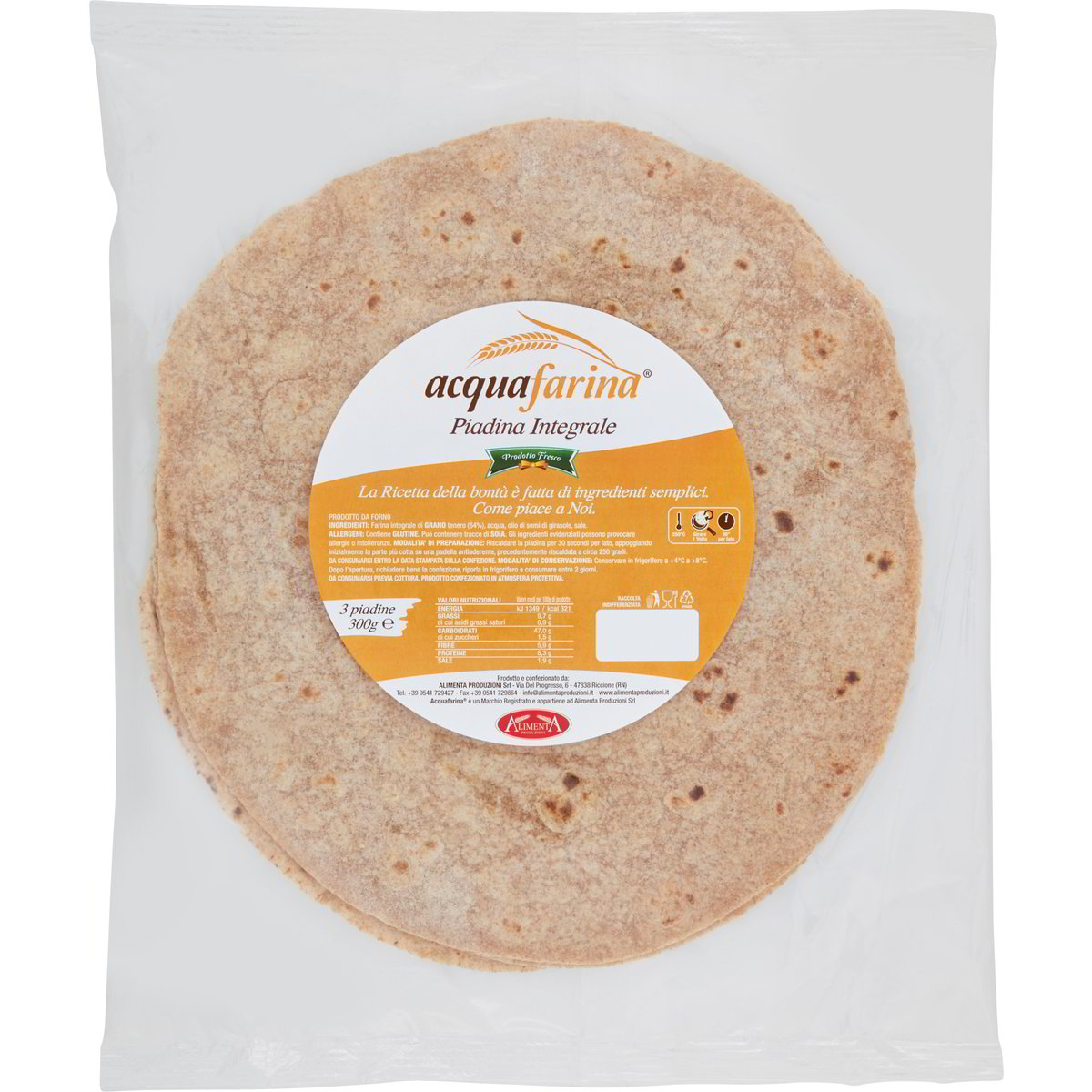 Piadina integrale ACQUAFARINA 300 G - Coop Shop