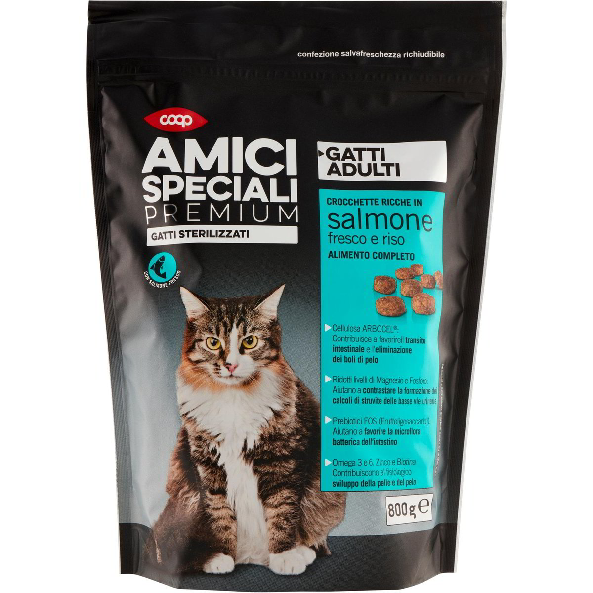 Crocchette Peraga Per Gatto Adulto Sterilizzato 5kg Salmone con Pesce Bianco