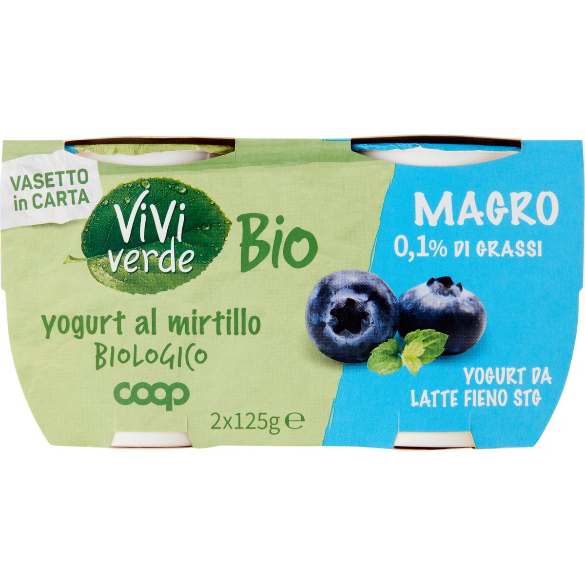 Yogurt bianco magro 0,1% grassi mirtillo COOP - VIVI VERDE 2 X 125 G - Coop  Shop